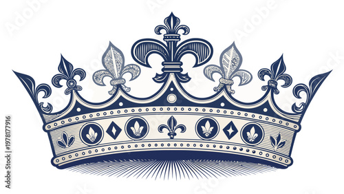 Elegant royal european crown silhouette vector luxurious ornate crest with fleur de lis decorative royal headpiece symbol of nobility