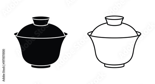 Two traditional covered teacups in contrasting shades a clean silhouette