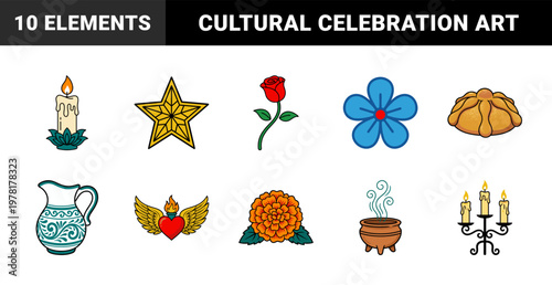 Festive Mexican Folk Art Celebration Elements