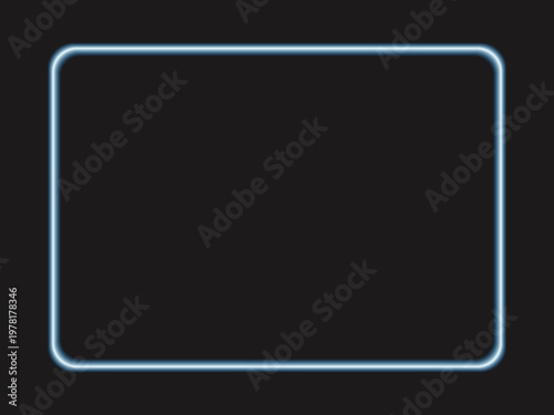 抽象背景 ブルーネオンの角丸フレーム 発光ボーダーの近未来デザイン バナーや広告に使えるベクター素材 / Abstract background blue neon rounded rectangle glowing frame futuristic banner design vector
