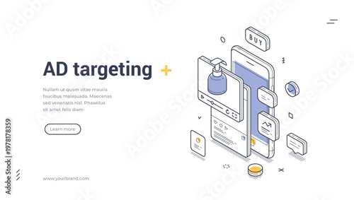 Isometric banner template for teamwork and project management. Vector illustration of a team brainstorming ideas and developing a business strategy for corporate success and workflow optimization