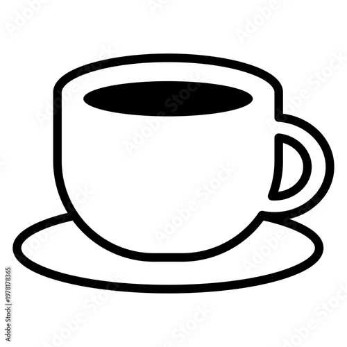 コーヒーカップアイコン 線画のシンプルなカフェドリンクシンボル 飲食・休憩・カフェUIに使えるミニマルベクター素材 / Coffee cup icon outline simple cafe drink symbol for restaurant break UI vector
