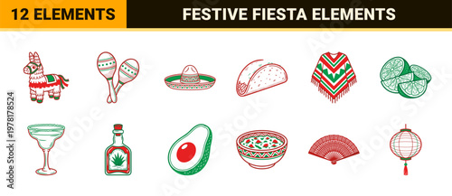 Mexican Fiesta Celebration Party Elements