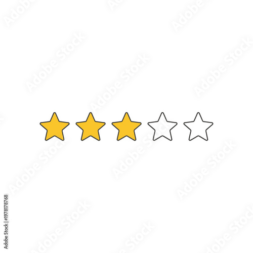A rating system with five stars displayed in a horizontal line