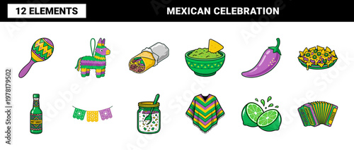 Mexican Fiesta Food and Decor Elements