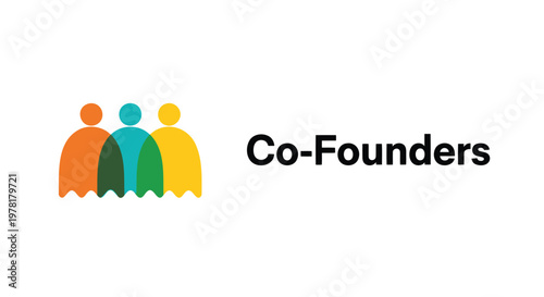 Co-founders team, partnership icons, business partnership, colorful people