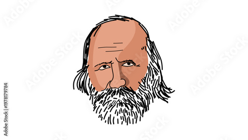 Giuseppe Garibaldi Portrait, flat vector illustration