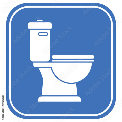 Toilet icon symbol bathroom plumbing fixture white blue