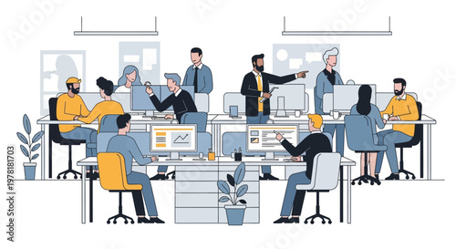 People working in office space.