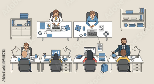 People Working at Office Desks.
