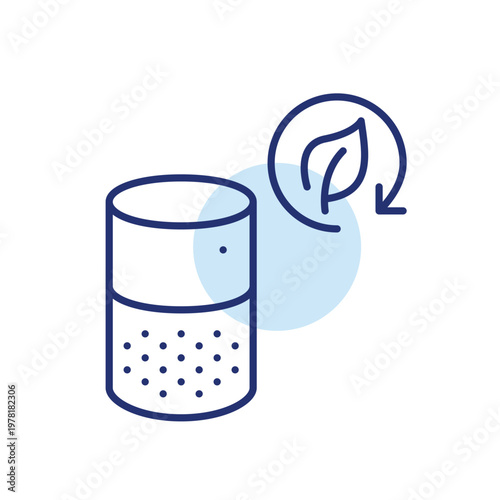 Smart speaker, leaf in renew arrow. Sustainable virtual assistant. Pixel perfect, editable stroke vector icon