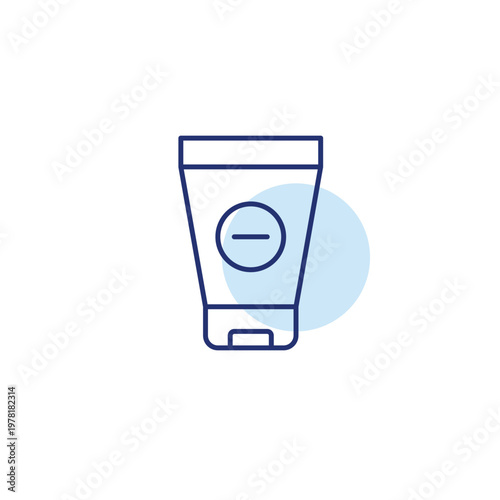 Cream tube and minus. Lotion skincare unavailable. Pixel perfect, editable stroke vector icon