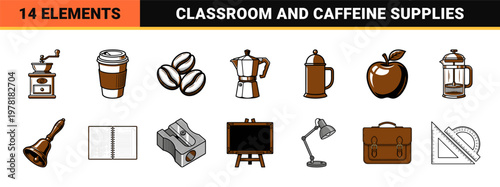 Coffee and Teaching School Graphic Elements
