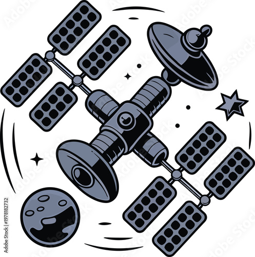 Orbital communication satellite providing global internet data and space research