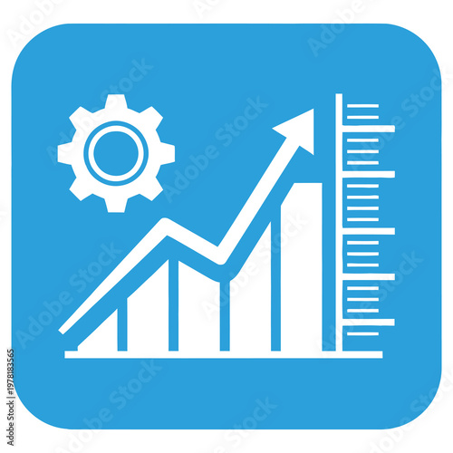Business growth chart with gear and increasing arrow