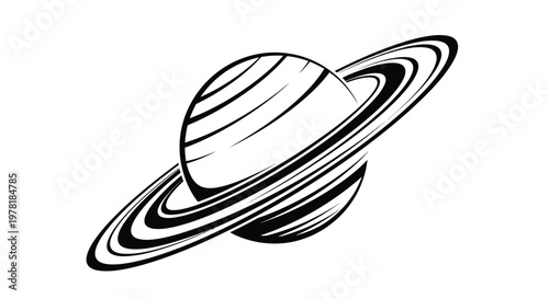 Saturn planet illustration, astronomy symbol, space icon