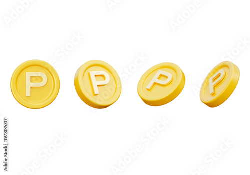 3D Golden Point Coins Set for Finance, Reward Program and E-commerce Event Design Elements