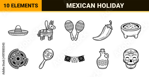 Cinco De Mayo Mexican Doodle Set