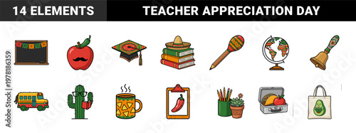 Teacher Fiesta Education Graphic Asset Sheet