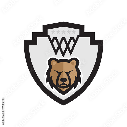 Basketball club logo, emblem, designs with ring, Sport badge vector illustration template