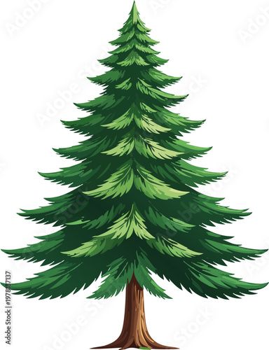 green oak tree isolated vector illustration