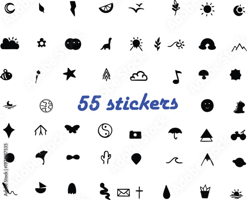 Tableau sur toile nostalgia and retro clip art, the set includes a wide variety of hand-drawn aest