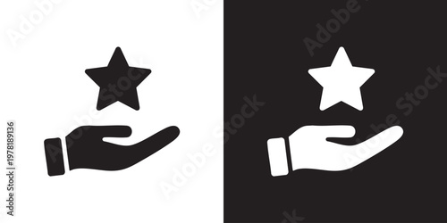 Flat Hand Holding Star Icon for Achievement and Recognition in Digital Interfaces