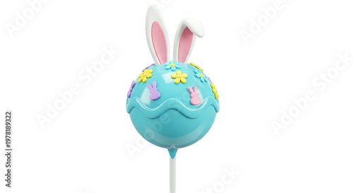 Easter Egg Cake Pop with Bunny Ears and Flowers