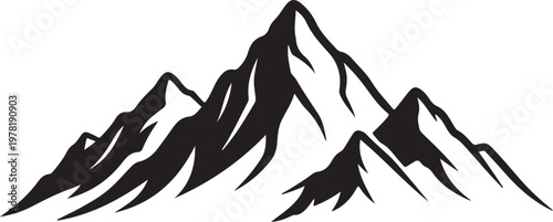 Mountain Landscape Black Silhouette Vector Nature Illustration