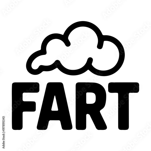 A minimalist vector graphic illustration of a cloud with the word FART in bold letters