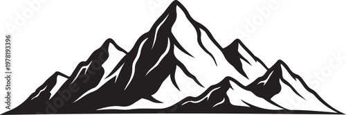 Mountain Landscape Black Silhouette Vector Nature Illustration