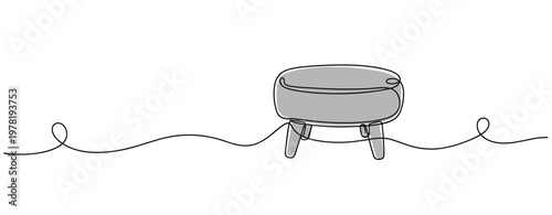 Round ottoman stool positioned on continuous line minimal background. no editable strokes