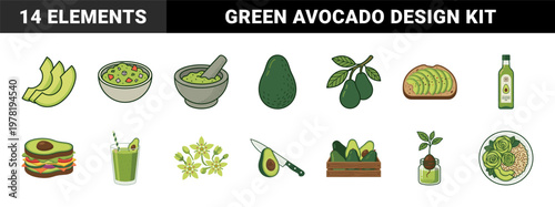 Avocado Superfood Culinary Design Elements