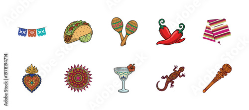 Mexican Folklore Fiesta Graphic Set