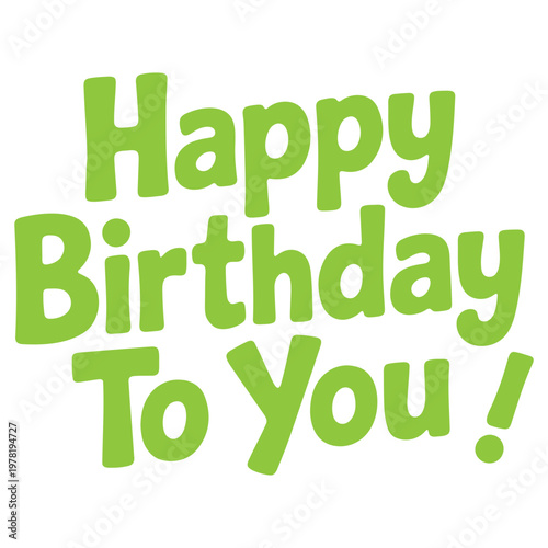 A vibrant green Happy Birthday vector graphic on a white background