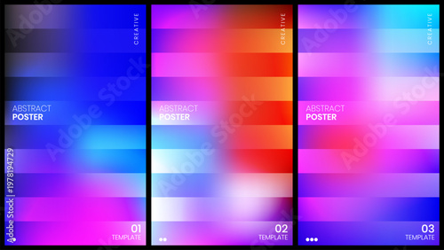 Vibrant abstract poster templates with colorful gradient backgrounds and text