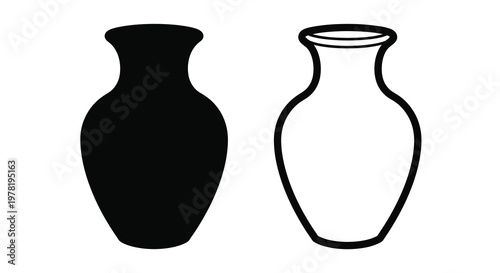 Two antique vases depicted in contrasting black and white a striking silhouette