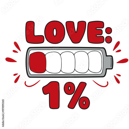 A vector graphic illustration of a battery with a low love charge