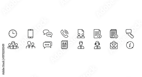 Collection of icons representing various digital and communication tools