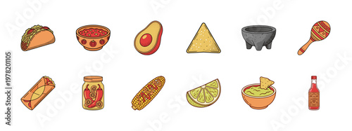 Retro Mexican Food and Fiesta Asset Sheet