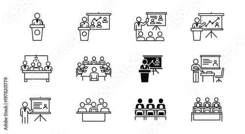 Assorted household and office appliances and furniture icons