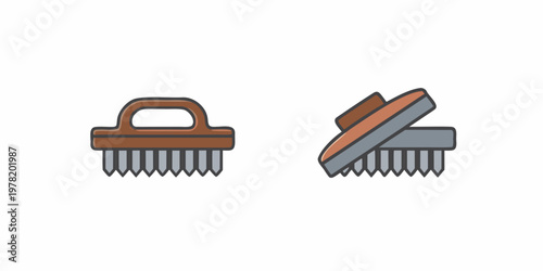 Two grooming tools a slicker brush and a metal comb design