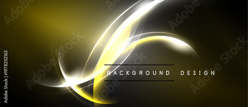 Abstract golden lines create dynamic flow. Dark background emphasizes bright curves, modern design element. Simple, elegant composition.