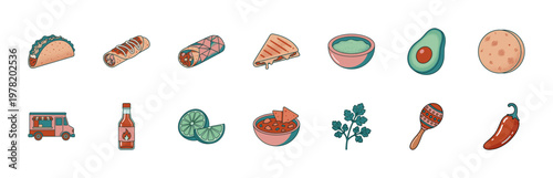 Retro Taco Tuesday Food Elements