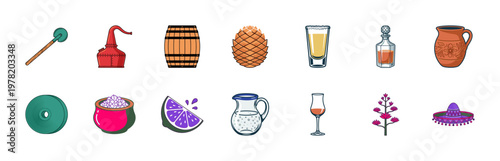 Tequila Spirits and Mexican Culture Graphics.