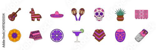 Mexican Fiesta Retro Vector Kit