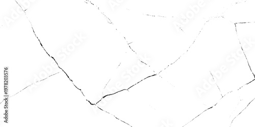 Cracked white surface with grunge black lines and scratches vector graphic element