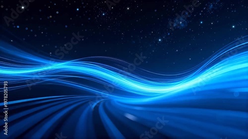 Blue glowing wave in space