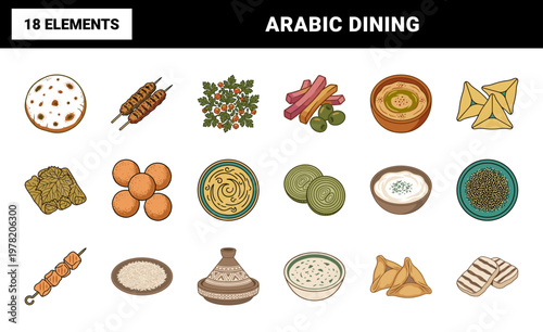 Middle Eastern Meze Food Vector Elements