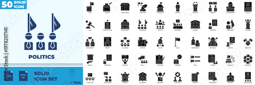 Politics Solid Editable Icons set